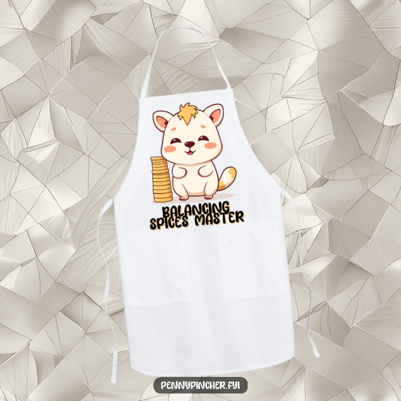 Funny Apron: An animal character demonstrating balance while wearing an apron and holding coins on its nose.