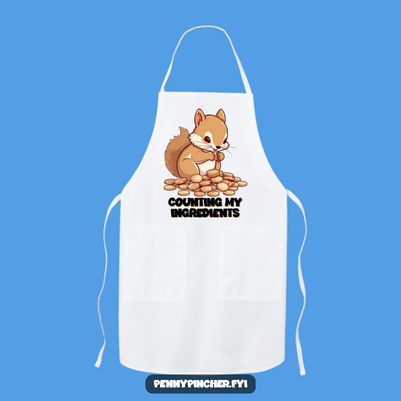 Funny Squirrel Counting Pennies Apron: Cook with Financial Focus - Perfect Gift!