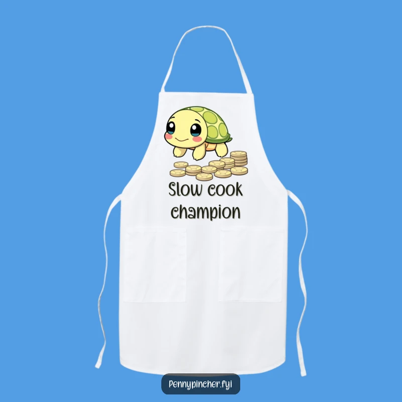 Funny Turtle Pennies Apron: Cook with Patience and Humor!