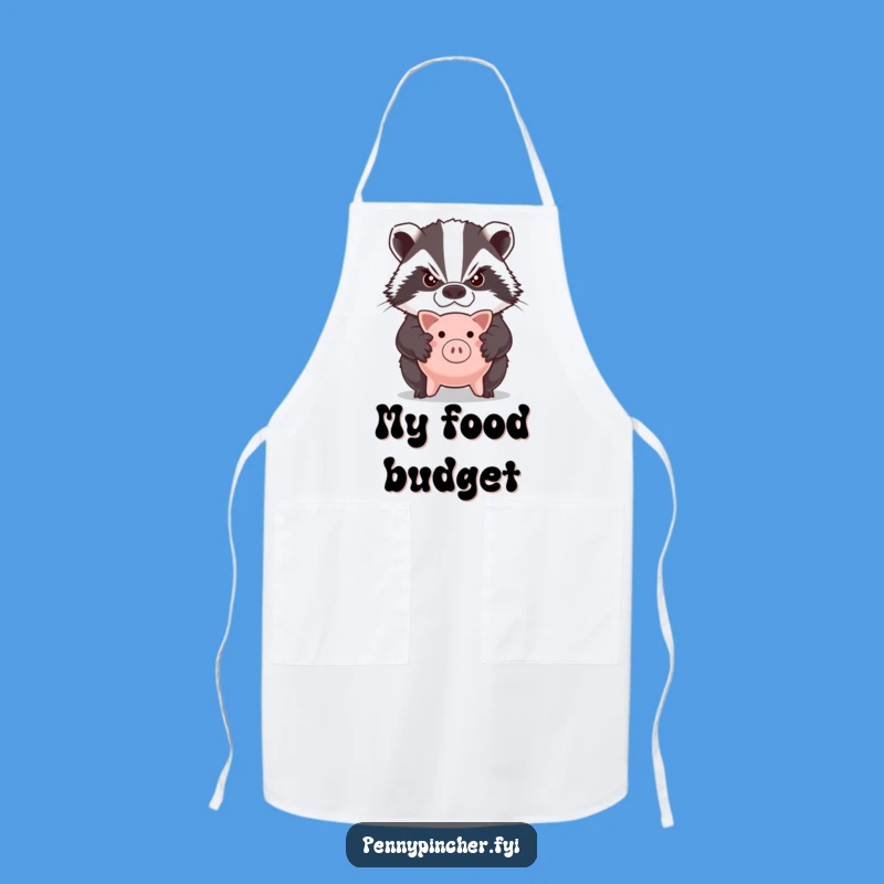 Funny Grumpy Badger Piggy Bank Apron: Cook with Guarded Humor