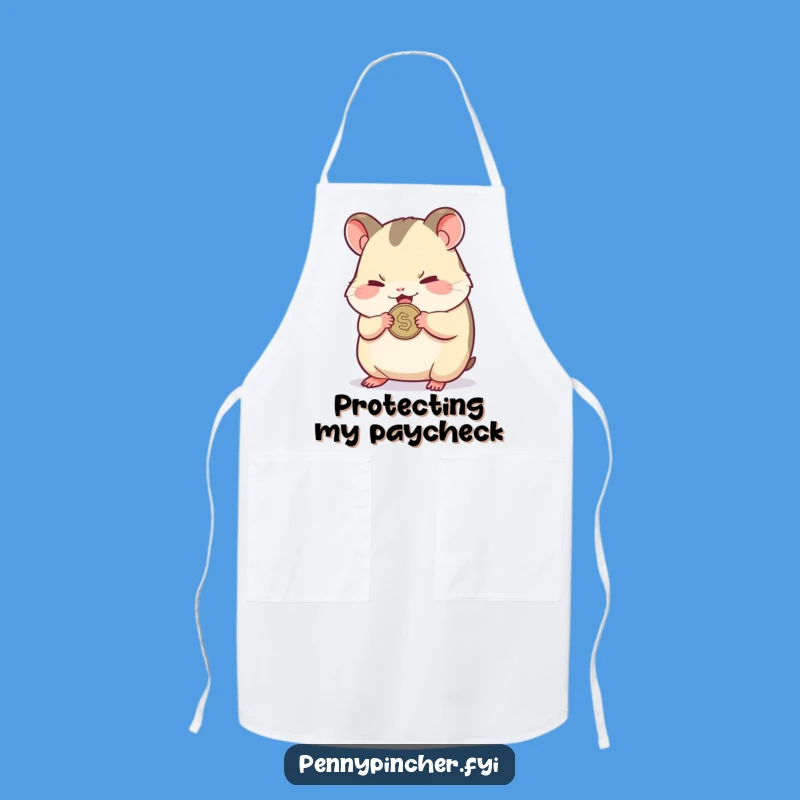 Funny Hamster Clutching Coin Apron: Cook with Cautious Charm