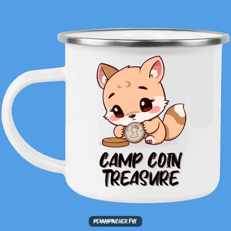 Funny Animal Camping Mug: Durable & Curious Coin Inspecting Drinkware