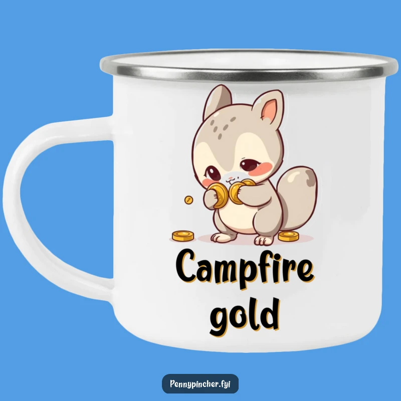 Funny Camping Mug: Mischievous Animal Hiding Coins, Adventure-Ready Humorous Drinkware Gift