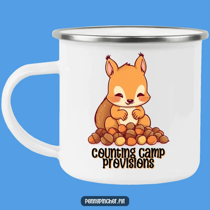 Funny Squirrel Counting Acorns Camping Mug: Adventure Fuelled by Preparation