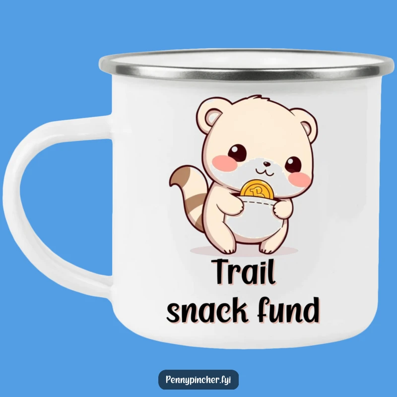 Funny Camping Mug: Relieved Animal Finds Coin, Cheerful Drinkware for Outdoor Adventures Gift