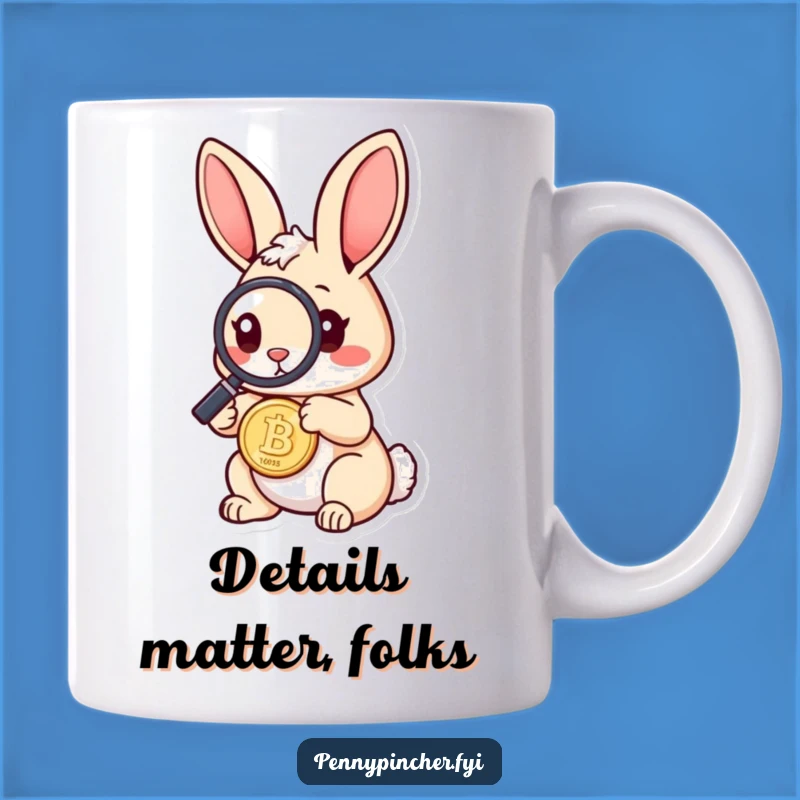 Funny Rabbit Inspecting Coin Mug: A Hilarious Gift for the Curious!