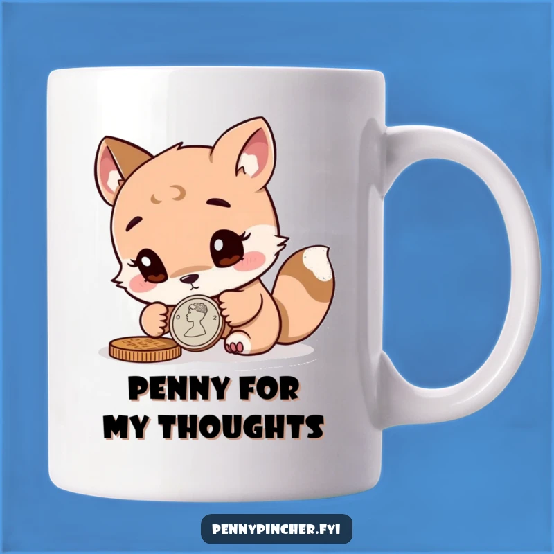 Funny Animal Coin Mug: Curious Character Inspecting Treasure Gift for Investors