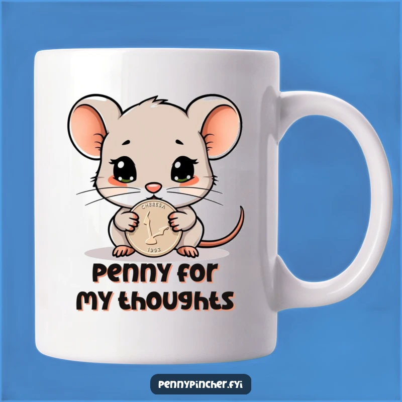 Funny Cautious Mouse Penny Mug - Humorous Saver Gift for Collectors