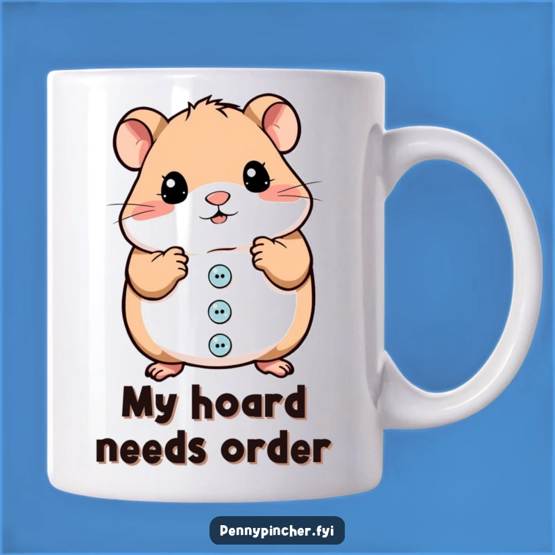 Funny Hamster Button Collector Mug - A Hilarious Gift for Organizers