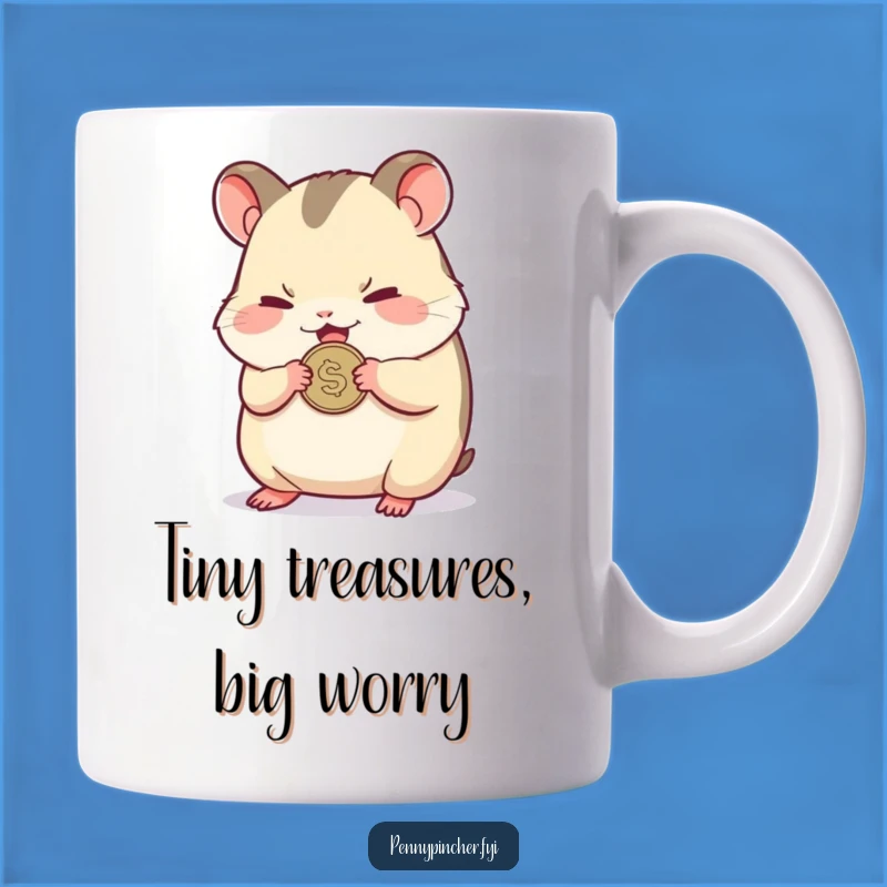 Funny Hamster Clutching Coin Mug: A Hilarious Nod to Frugality