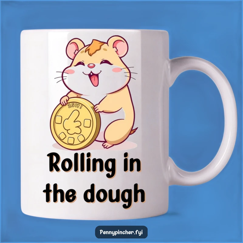 Funny Hamster Coin Roller Mug: Hilarious Gift for the Lucky Saver