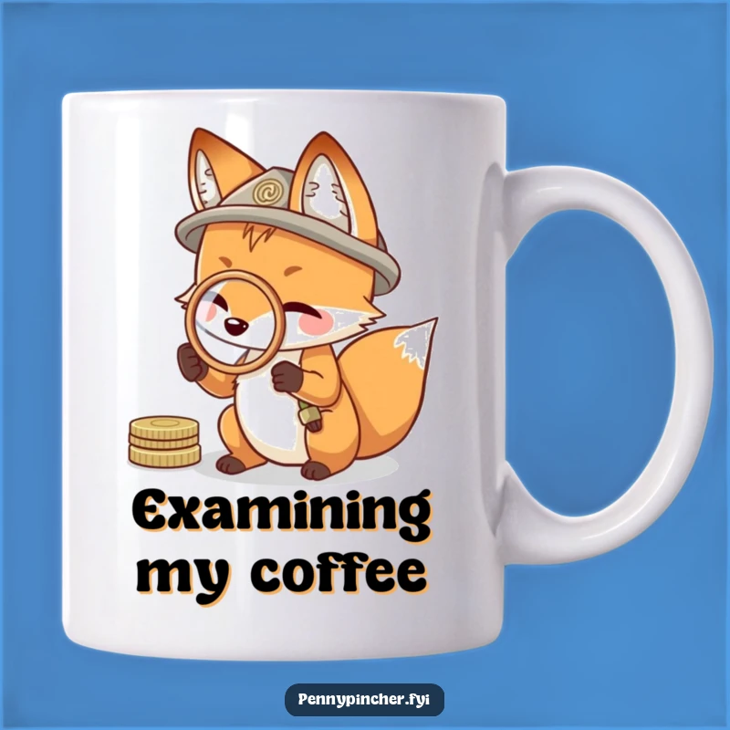 Funny Resourceful Fox Mug: Clever Coin Investigator's Gift