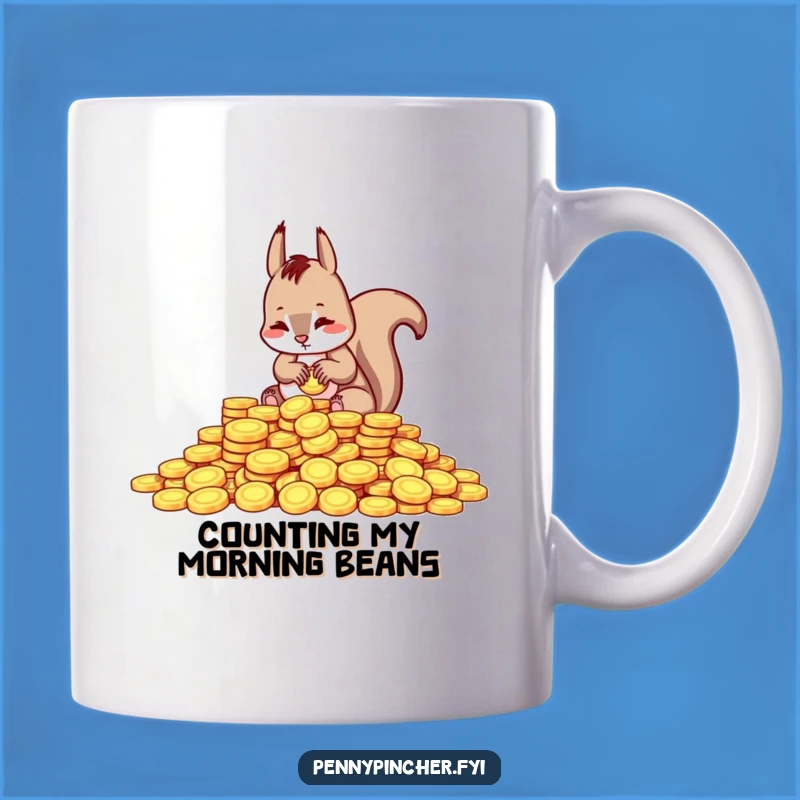 Funny Squirrel Counting Coins Mug - Hilarious Saver Gift Idea