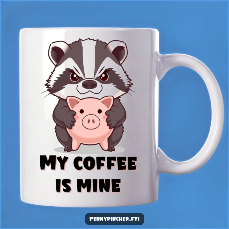Funny Grumpy Badger Piggy Bank Mug: A Hilarious Guard for Your Coffee