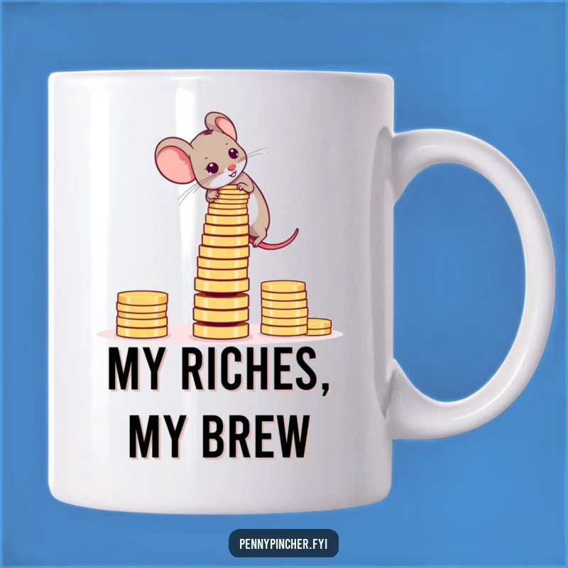 Funny Ambitious Mouse Coin Tower Mug: Dream Big, Stack High - Perfect Gift!