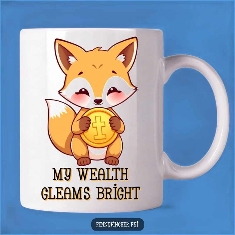Funny Fox Polishing Gold Coin Mug - The Perfect Funny Gift for Financial Wizards