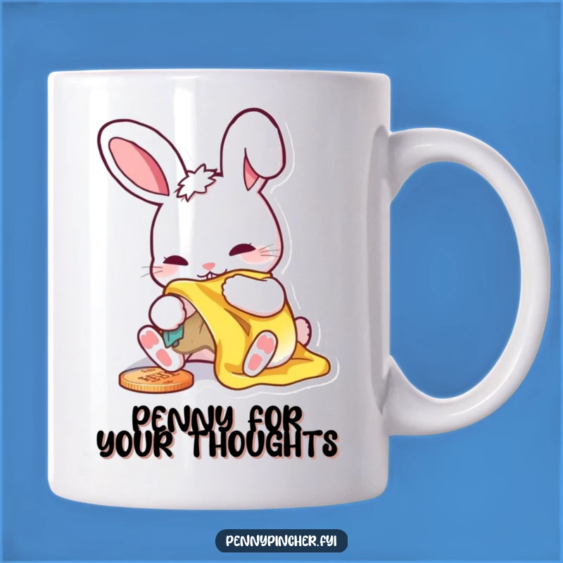 Funny Rabbit Penny Polisher Mug - A Humorous Gift for the Frugal