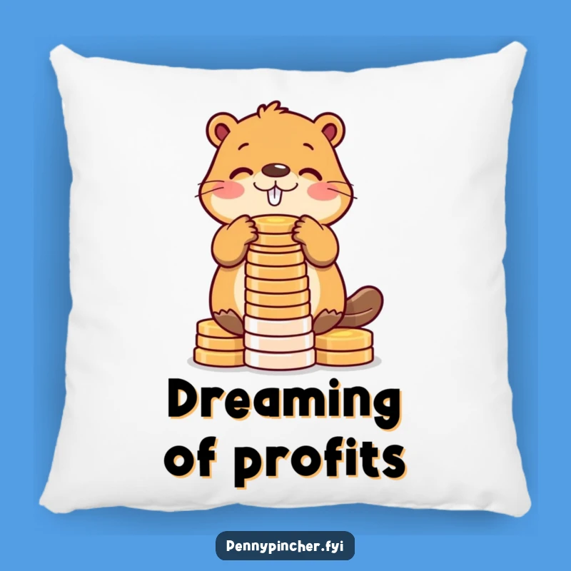 Funny Beaver Pillow: Comfy Cuddles with a Comedic Coin Architect!