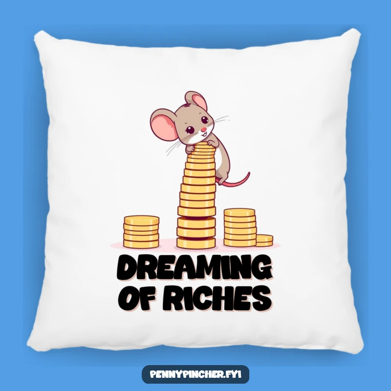 Funny Mouse Coin Tower Pillow: Cozy Comfort for the Ambitious - Great Gift!