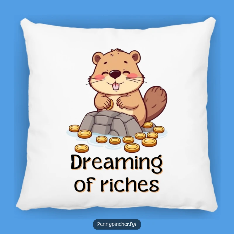 Funny Beaver Building Coin Dam Pillow - Soft Funny Gift for Dream Builders