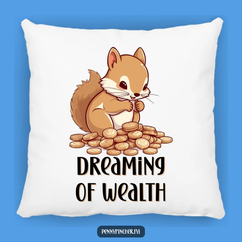 Funny Squirrel Counting Pennies Pillow: Cozy Comfort for the Financially Savvy - Great Gift!