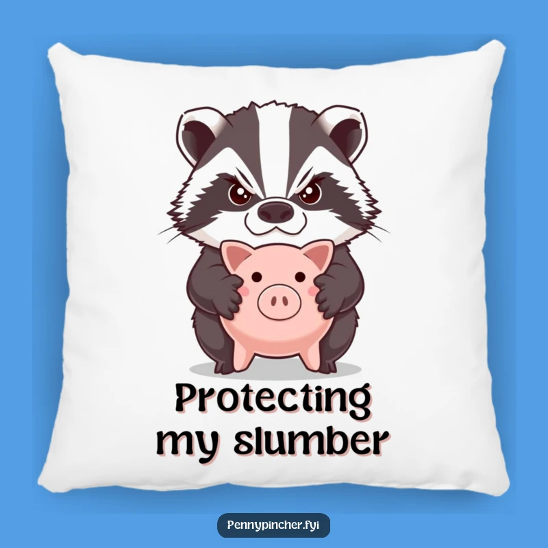 Funny Grumpy Badger Piggy Bank Pillow: Huggable Comfort for the Fiercely Protective
