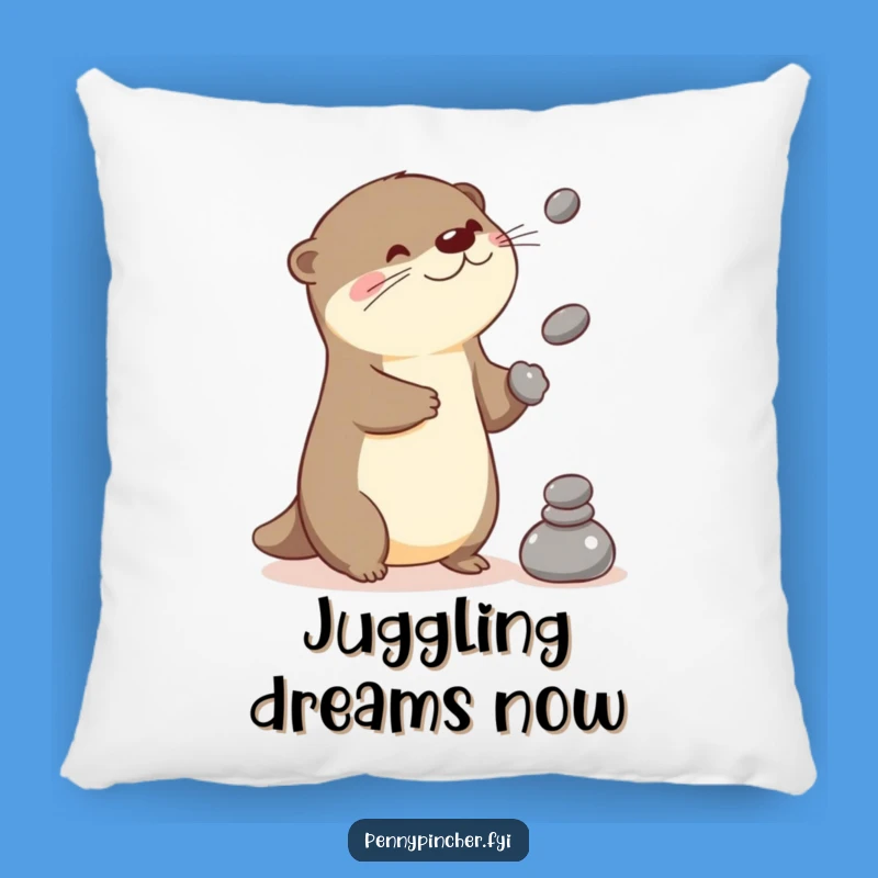 Funny Juggling Otter Pillow: Cozy Kawaii Comfort for Playful Souls