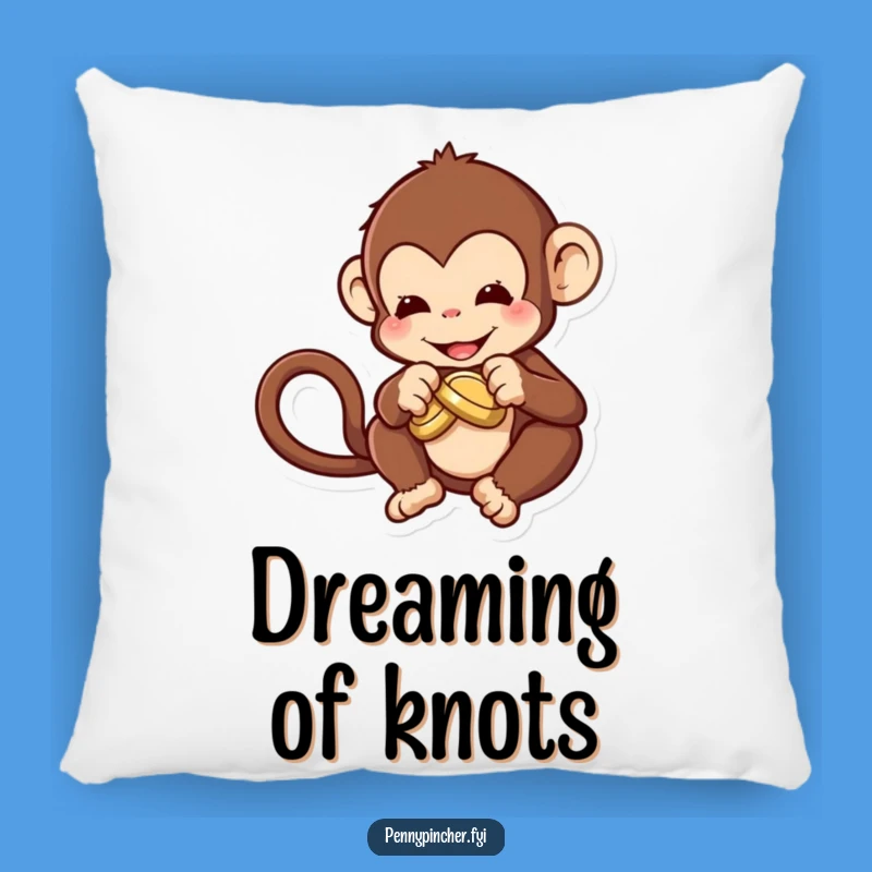 Funny Monkey Coin Knot Pillow: Cozy Comfort for Your Complex Thoughts!