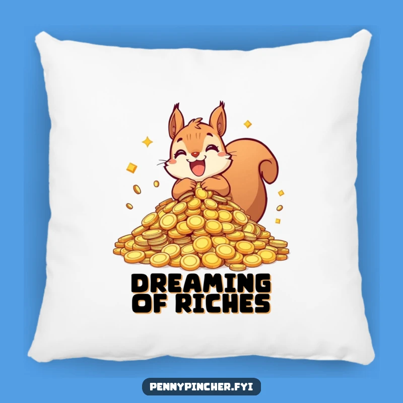 Funny Squirrel Hoarding Pillow: Cozy Comfort, Shiny Coins Cushion