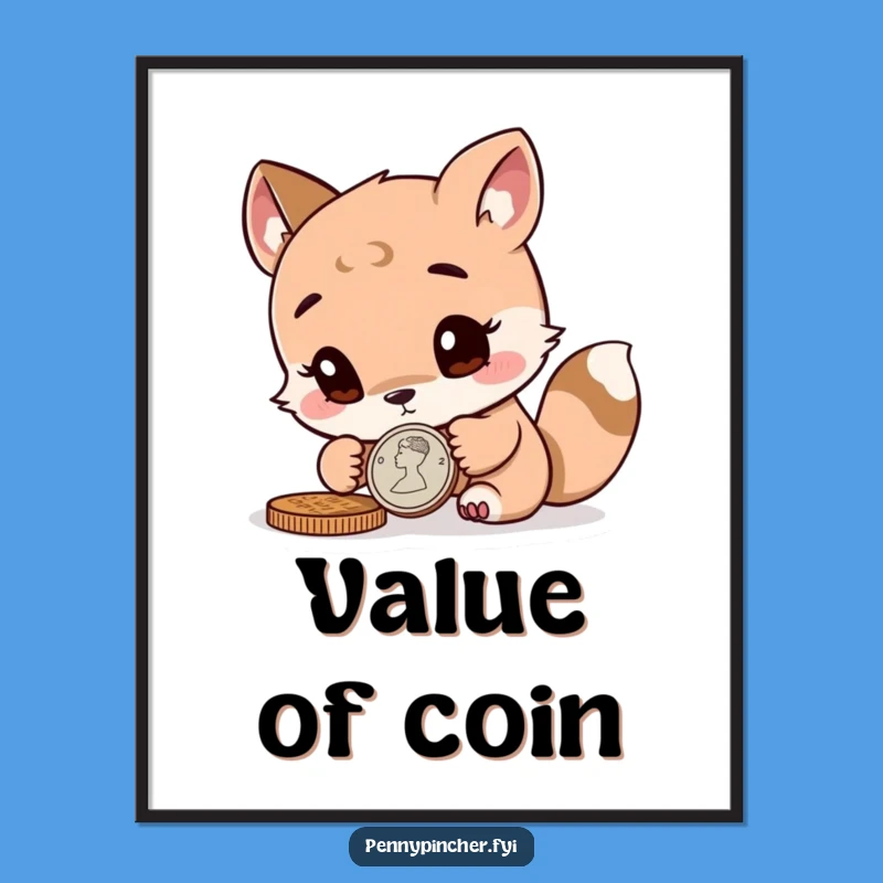 Funny Animal Digital Art: Curious Coin Inspecting Character Downloadable Print