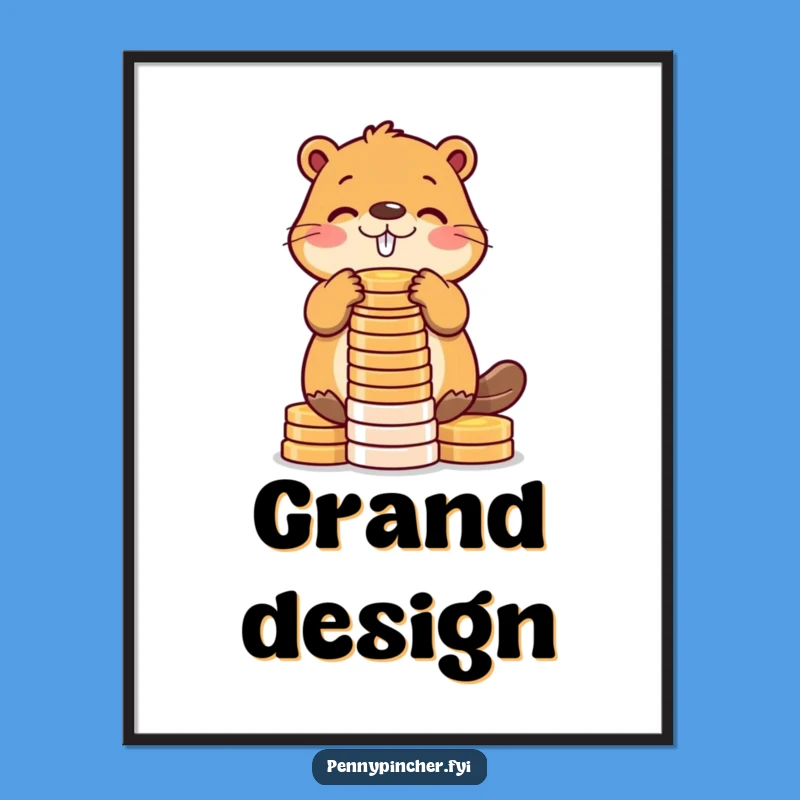 Funny Beaver Digital Art: Hilarious Coin Stacking Creation for Your Space!