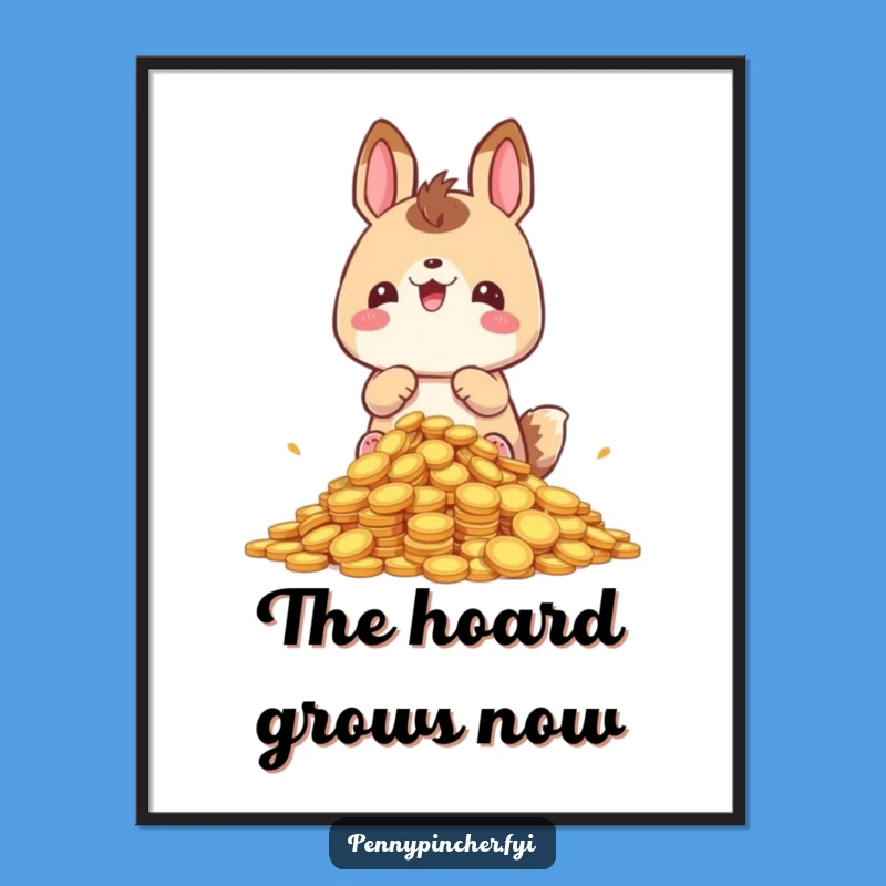 Funny Hoarding Animal Digital Art: Instant Wealth Humor, Perfect Download!