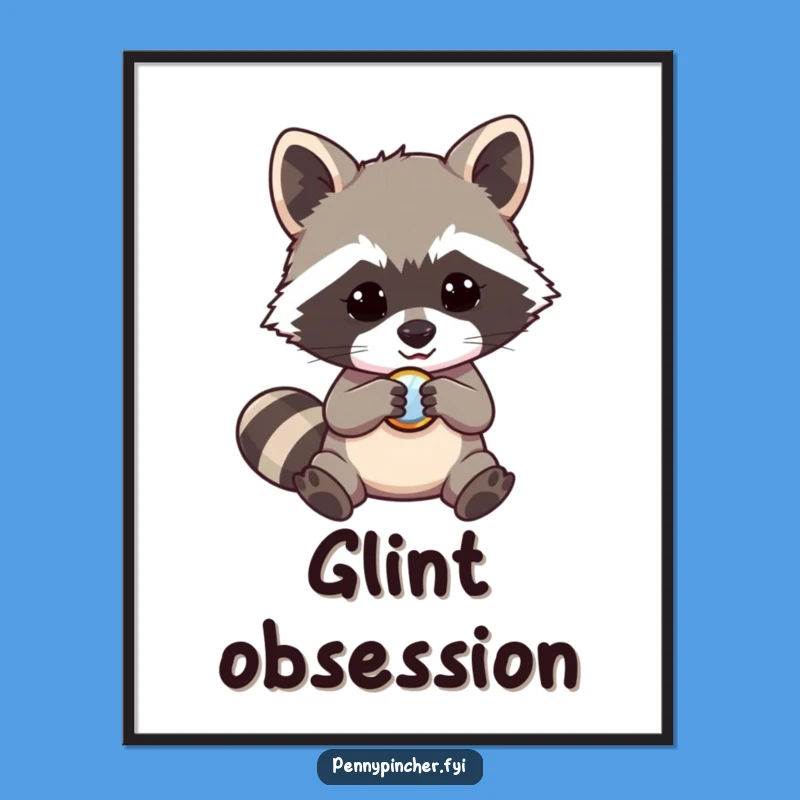 Funny Raccoon Button Magic Digital Print - Instant Hilarious Decor