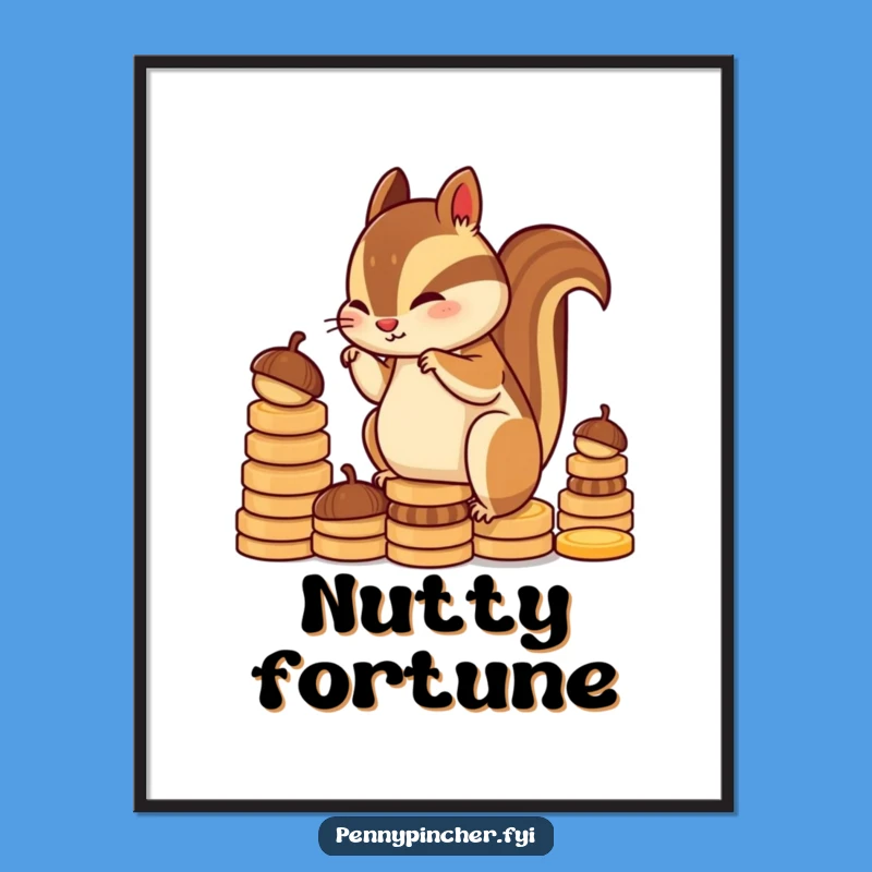 Funny Chipmunk Digital Art: Diligent Stacker, Funny Gift for Walls