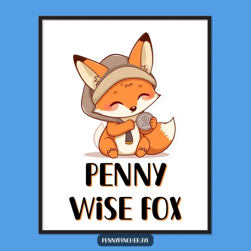 Funny Kawaii Fox Digital Art, Resourceful Design, Instant Clever Gift