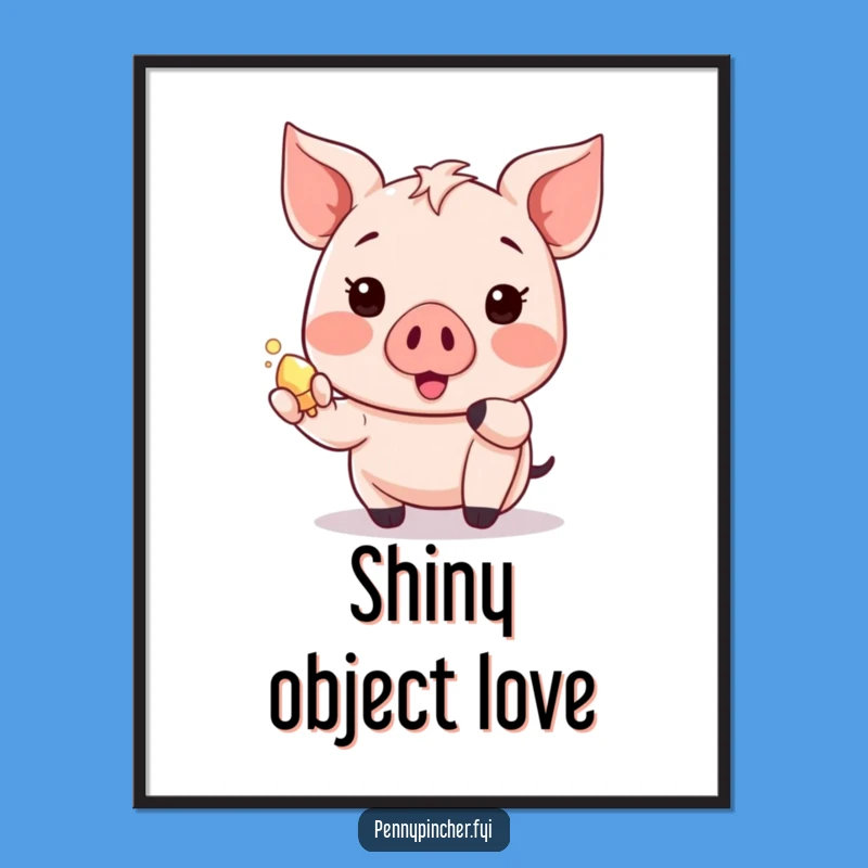 Funny Treasure Piglet Digital Art: Instant Kawaii Joy for Walls