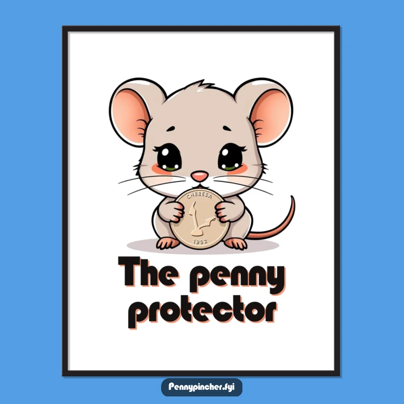 Funny Cautious Mouse Penny Digital Art - Instant Minimalist Decor