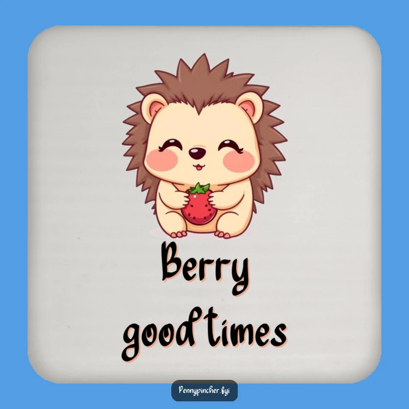 Funny Hedgehog Berry Balance Coaster - Protects Surfaces with Humor