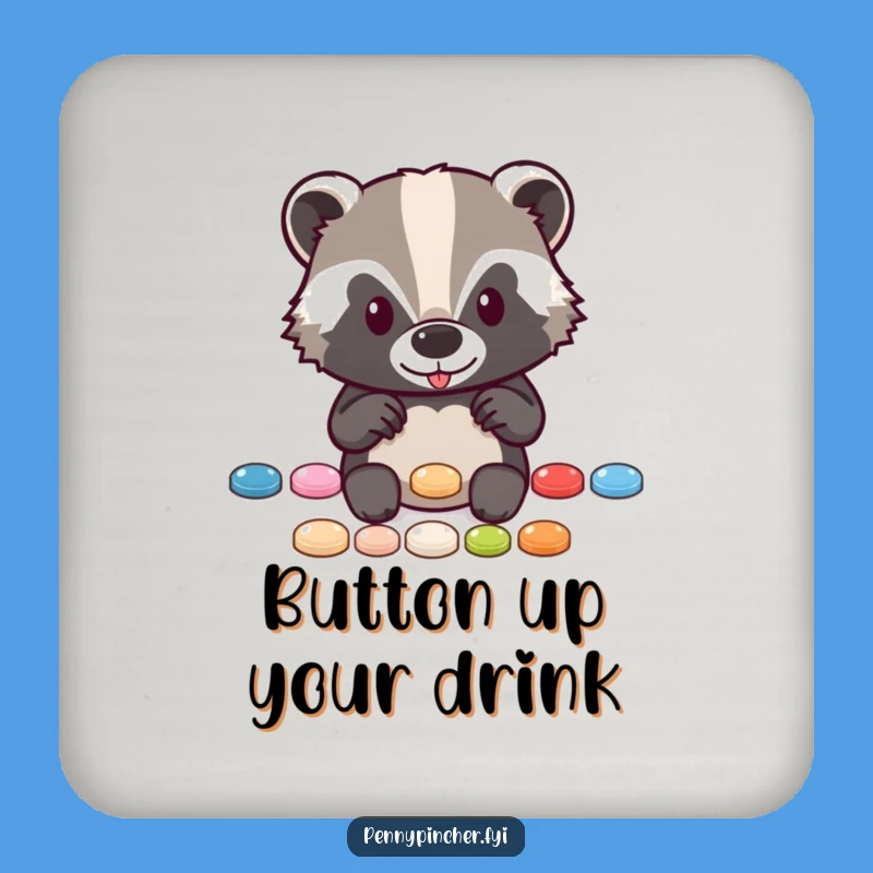 Funny Badger Button Holder Coaster: Protect Surfaces with Hilarious Style