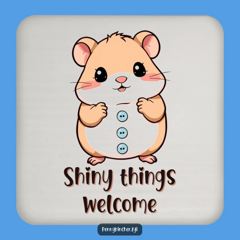 Funny Hamster Button Coaster Set - Humorous Table Protector Gift