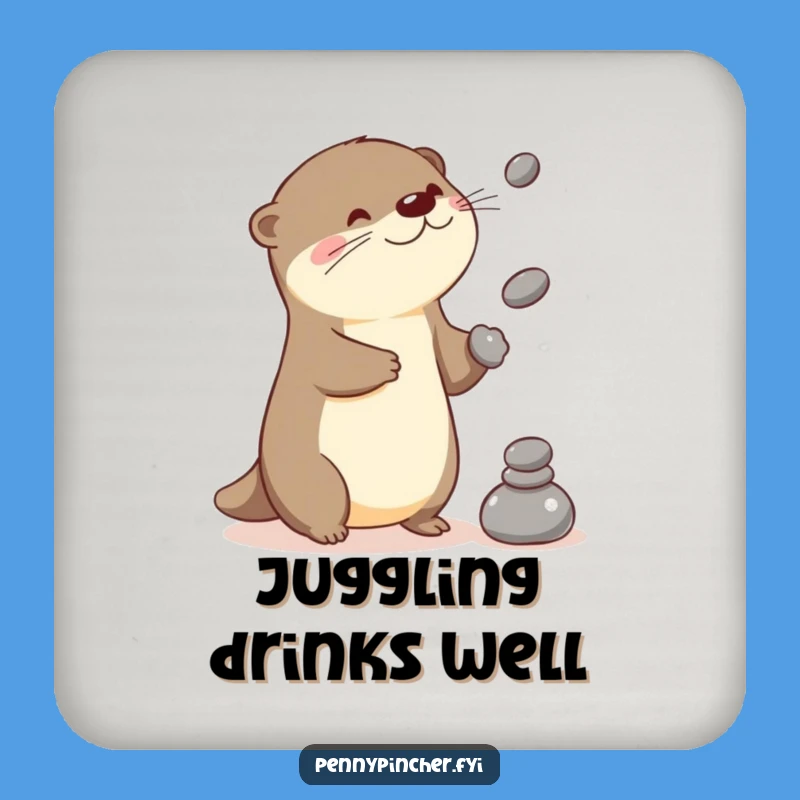 Funny Juggling Otter Coaster: Protect Surfaces with Kawaii Playfulness