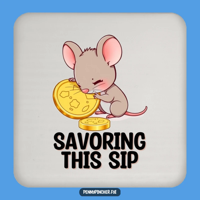 Funny Mouse Gold Coin Coaster: Detailed Surface Protection, Collector's Gift