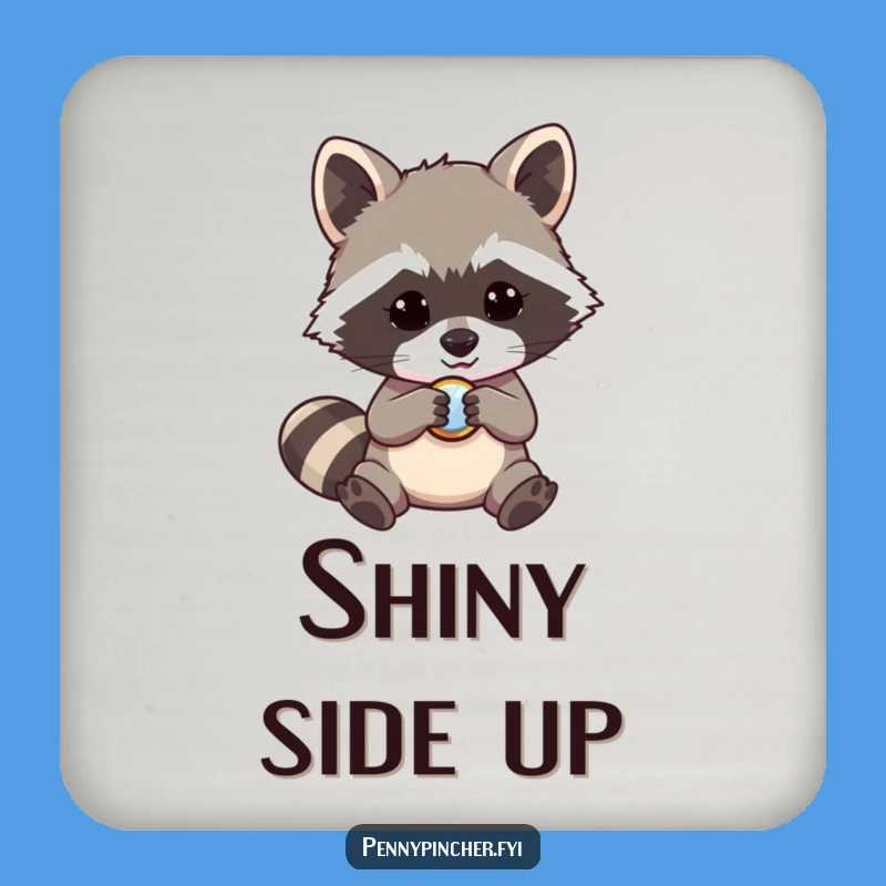 Funny Raccoon Button Guard Coaster - Protects Surfaces with Humor
