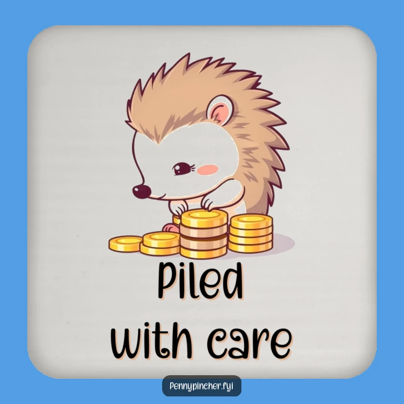 Funny Thrifty Hedgehog Drink Coaster: Coin Saver's Table Protector Gift