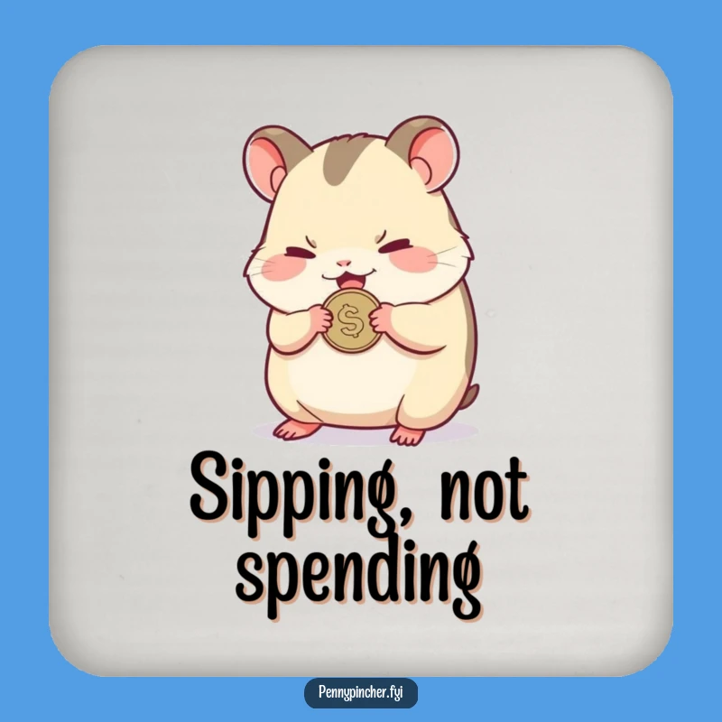 Funny Hamster Clutching Coin Coaster: Protect Surfaces with Frugal Flair
