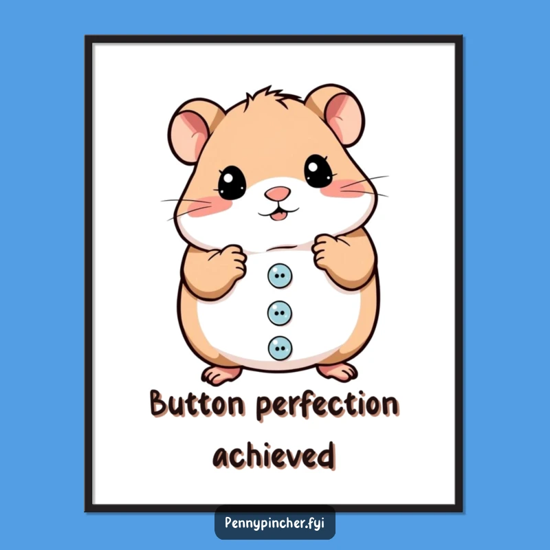 Funny Hamster Button Art Poster - Hilarious Wall Decor Gift