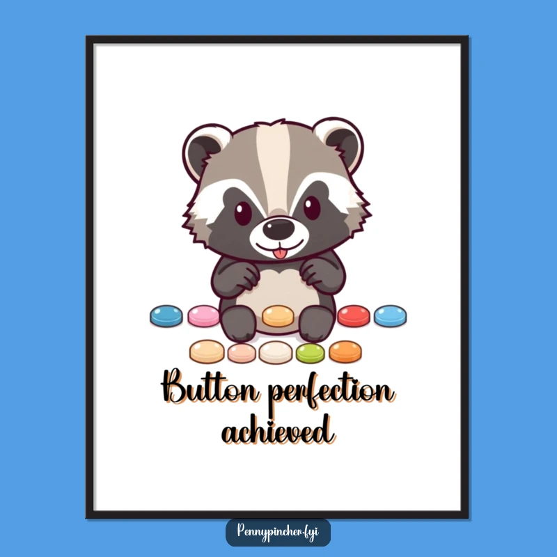 Funny Badger Button Organization Poster: Hilarious Wall Art for Tidy Spaces