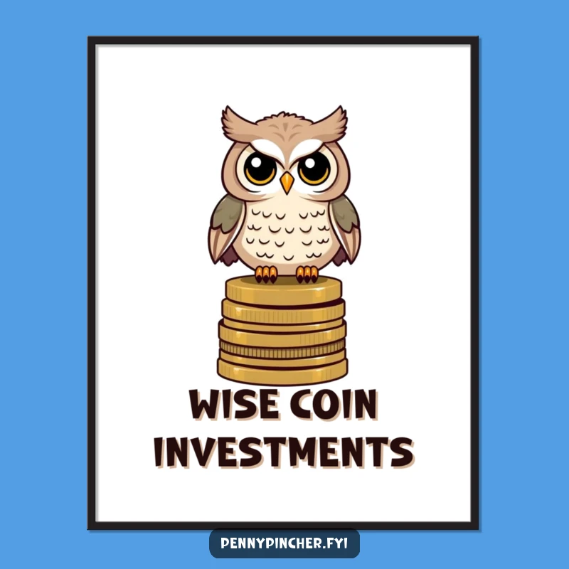 Funny Owl Coin Treasury Poster: Hilarious Wall Art for Wise Spaces