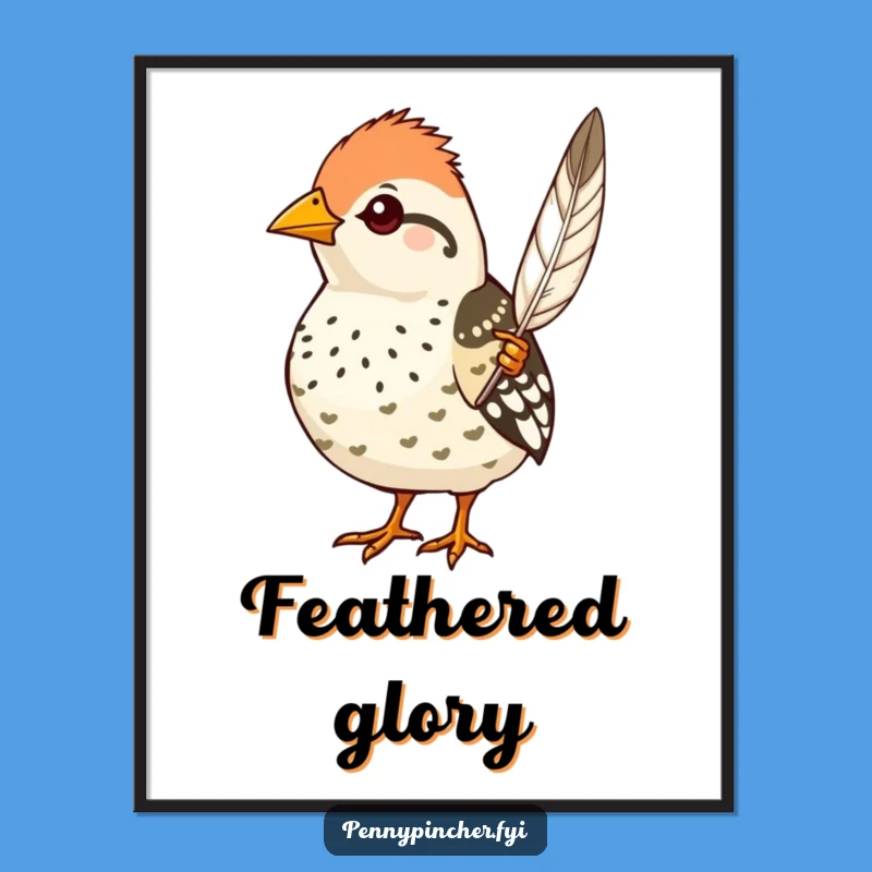 Funny Quail Feather Elegance Poster - Sophisticated Wall Art Gift