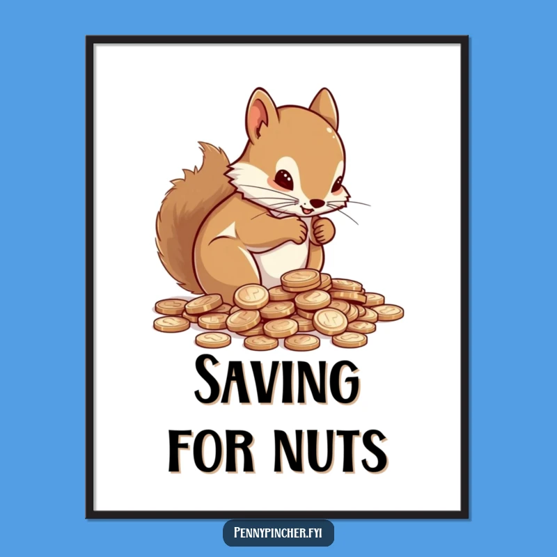 Funny Squirrel Counting Pennies Poster: Decorate with Financial Wit - Perfect Gift!